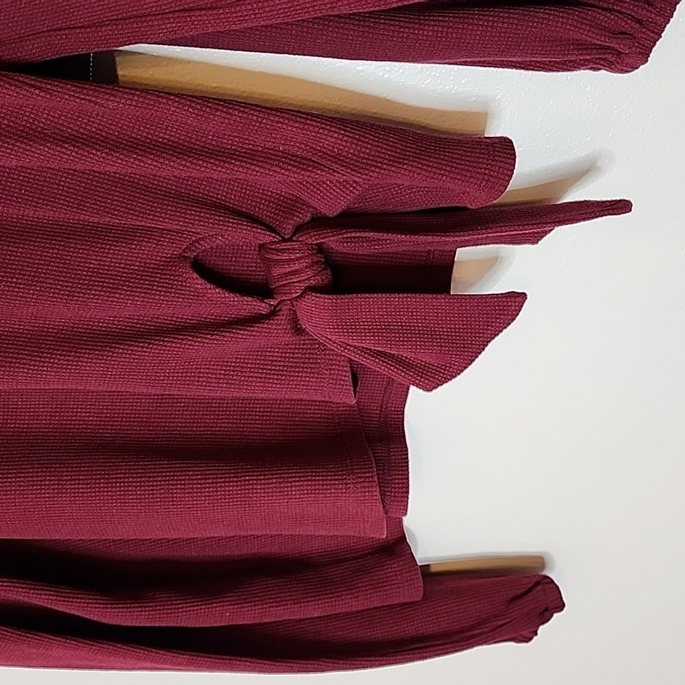 Michael Michael Kors Mini Waffle Top Hip Tie Knot Accent Blouse Designer - Picture 2 of 12